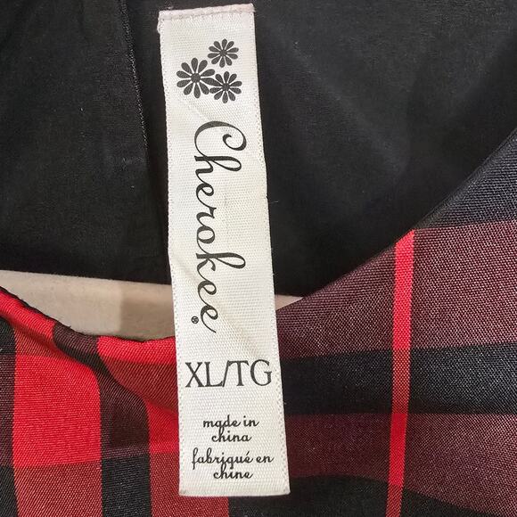 CHEROKEE Girls‎ XL Red Black Plaid Taffeta Dress Lined Sleeveless Buttons A-Line - Picture 8 of 9